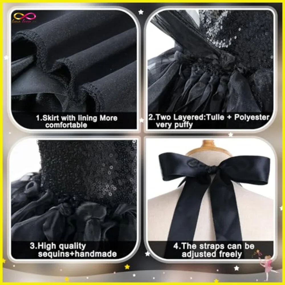 Sparkly Sequin Tutu Princess Dress Halter Sleeveless Party Ball Gown - Picture 5 of 7